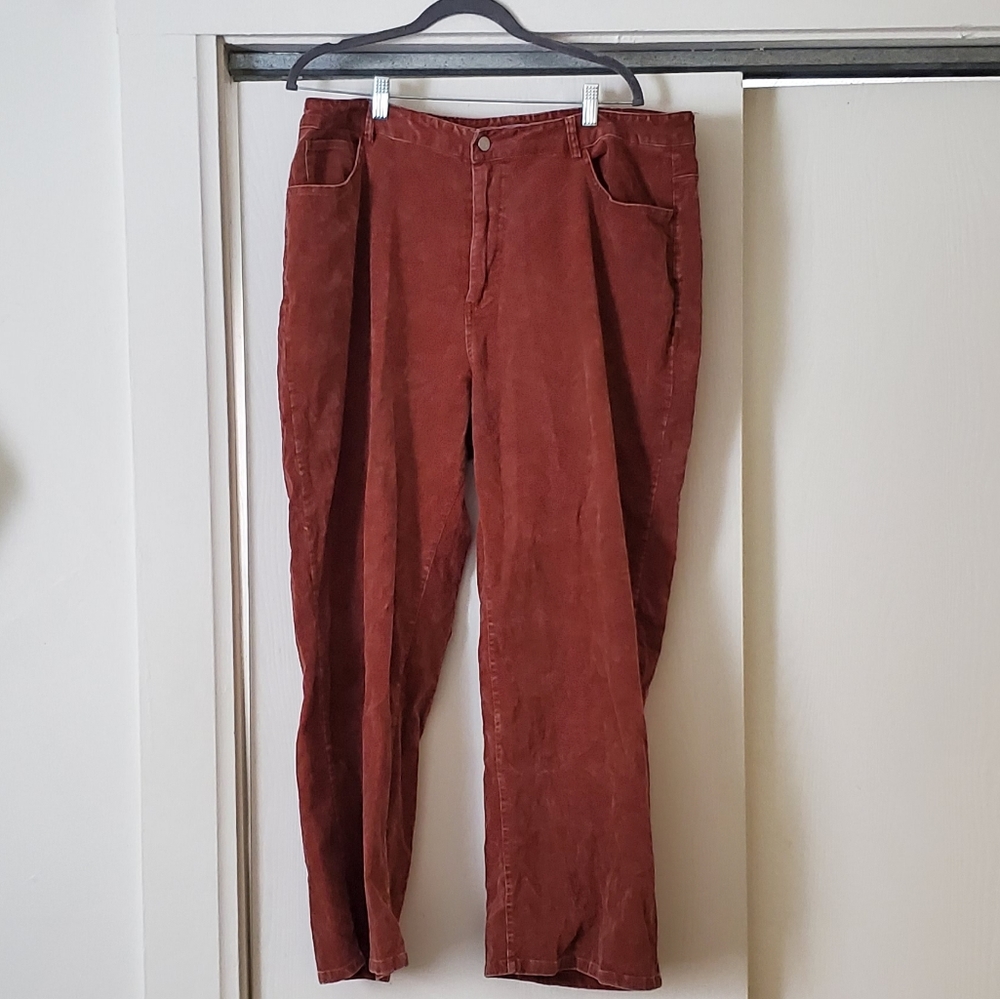 Piper & Scoot Faux Corduroy Pants in Rust